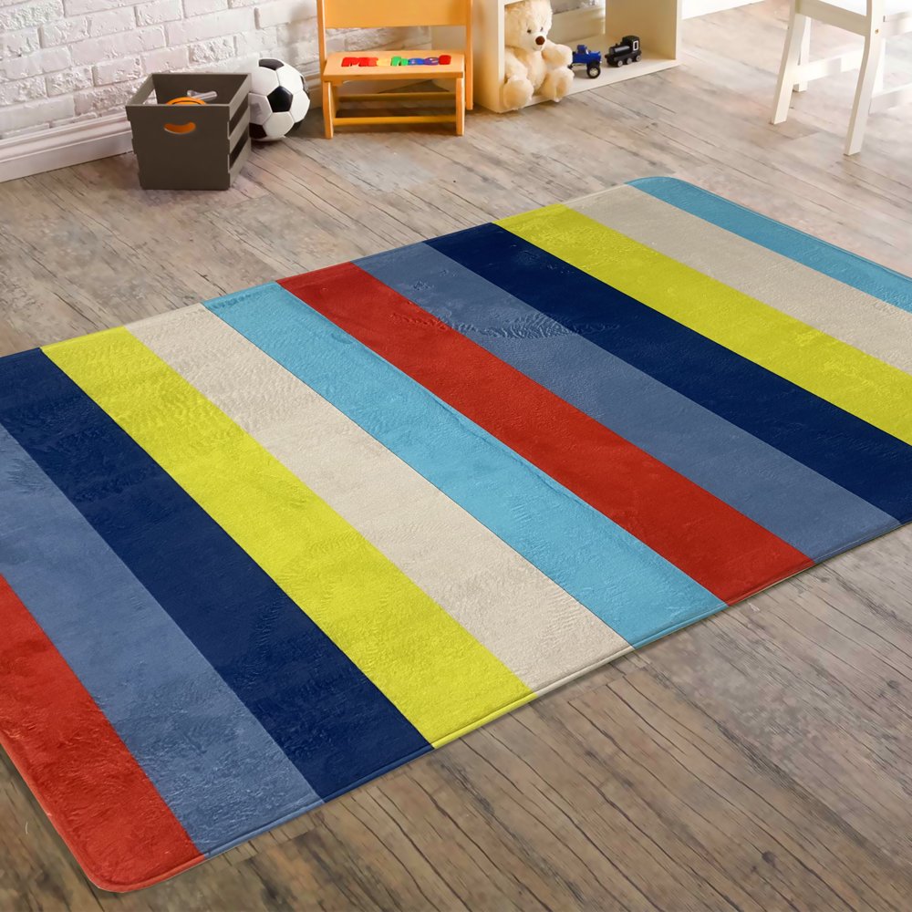 Heritage Club Rugby Stripe Printed Rug, Rectangle, 30" x 46", Multi, Kids