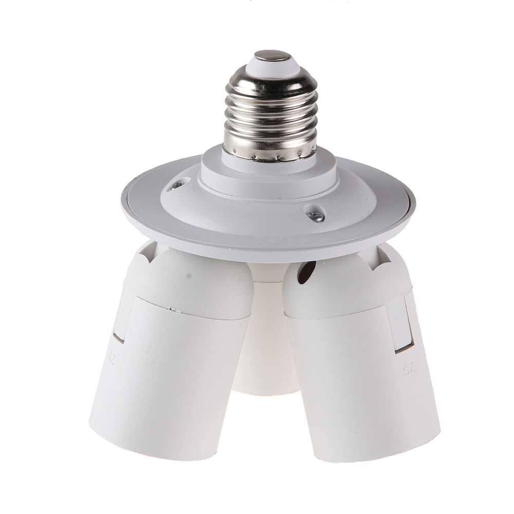 White 4 In 1 E27 To 4E27 Base Socket Splitter LED Light Lamp Bulb Adapter Holder 
