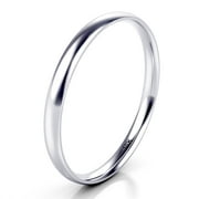 Sz 7.0 Solid 10K White Gold 2MM Round Dome Comfort Fit Wedding Band Ring