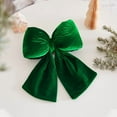 thumbnail image 5 of Large Green Velvet Christmas Bow – 3D Hanging Ornament with Gold Trim for Tree, Wreaths, Gift Wrapping & Holiday Decoration, 5 of 5