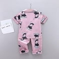 thumbnail image 5 of Summer Baby Kids Girls Boys Giraffe Sleepwear Set Short Sleeve Blouse Tops+Night Pants Blue Rabbit 120, 5 of 6