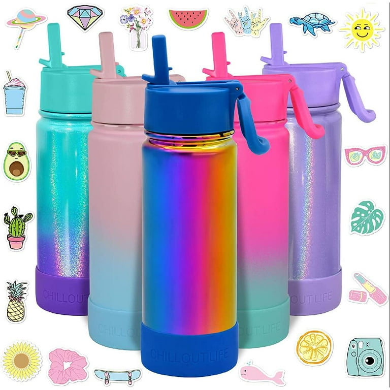 17 Oz Insulated Water Bottle with Straw Lid for Kids and + 20 Funny  Waterproof S