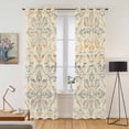 thumbnail image 2 of Bohemian Floral Kitchen Curtains 84 Inch Length, Vintage Gradient European Line Grommet Top Bedroom Living Room Curtains, Light Filtering Cafe Curtain Drapes 2 Panels Set 84''x84'', 2 of 9