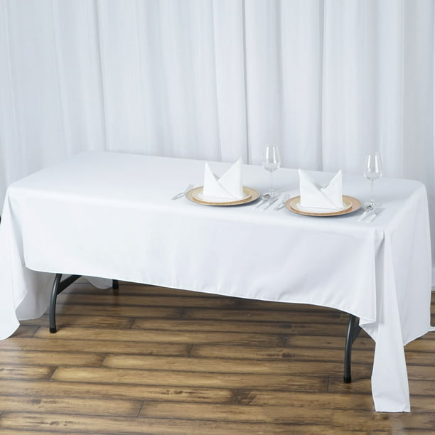 Efavormart 60x126" Seamless Premium WHITE Linens Polyester Rectangle ...