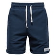 thumbnail image 1 of pstuiky Pantalones cortos para hombre, Pantalones casuales de moda para hombre, lisos, con cordón, cintura elástica, pierna recta corta Pantalones cortos para correr para hombre, 1 of 3