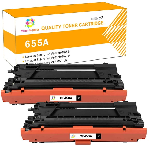 Toner H-Party Compatible Toner Cartridge for HP CF450A Color LaserJet Enterprise M652dn M652n M653dn M653dh M653x,MFP M681dh M681f,Flow MFP M681f M681z M682z (Black,2-Pack)