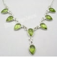thumbnail image 2 of SilverStarJewel 925 Pure Silver Cabochon Green Peridot Drops Large Necklace 17.7" Personalised, 2 of 2