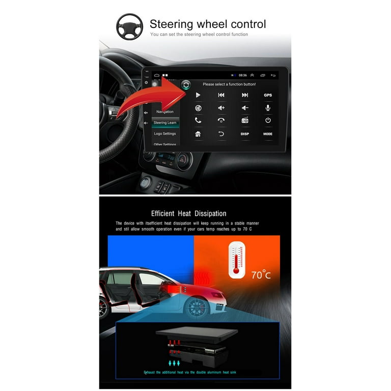 Android 2+32GB Car Stereo Wireless Carplay Android Auto Double Din Radio  10.1 1280*720 IPS Screen WiFi GPS Navigation Bluetooth USB FM/RDS Receiver  AHD Backup Camera 
