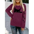 thumbnail image 6 of MOUSYA Funny Cat Shirts for Women - Peeping Halloween Black Cat Shirt Cute Cat Mom Long Sleeve Graphic Tees Teens Pullover Tops, 6 of 9
