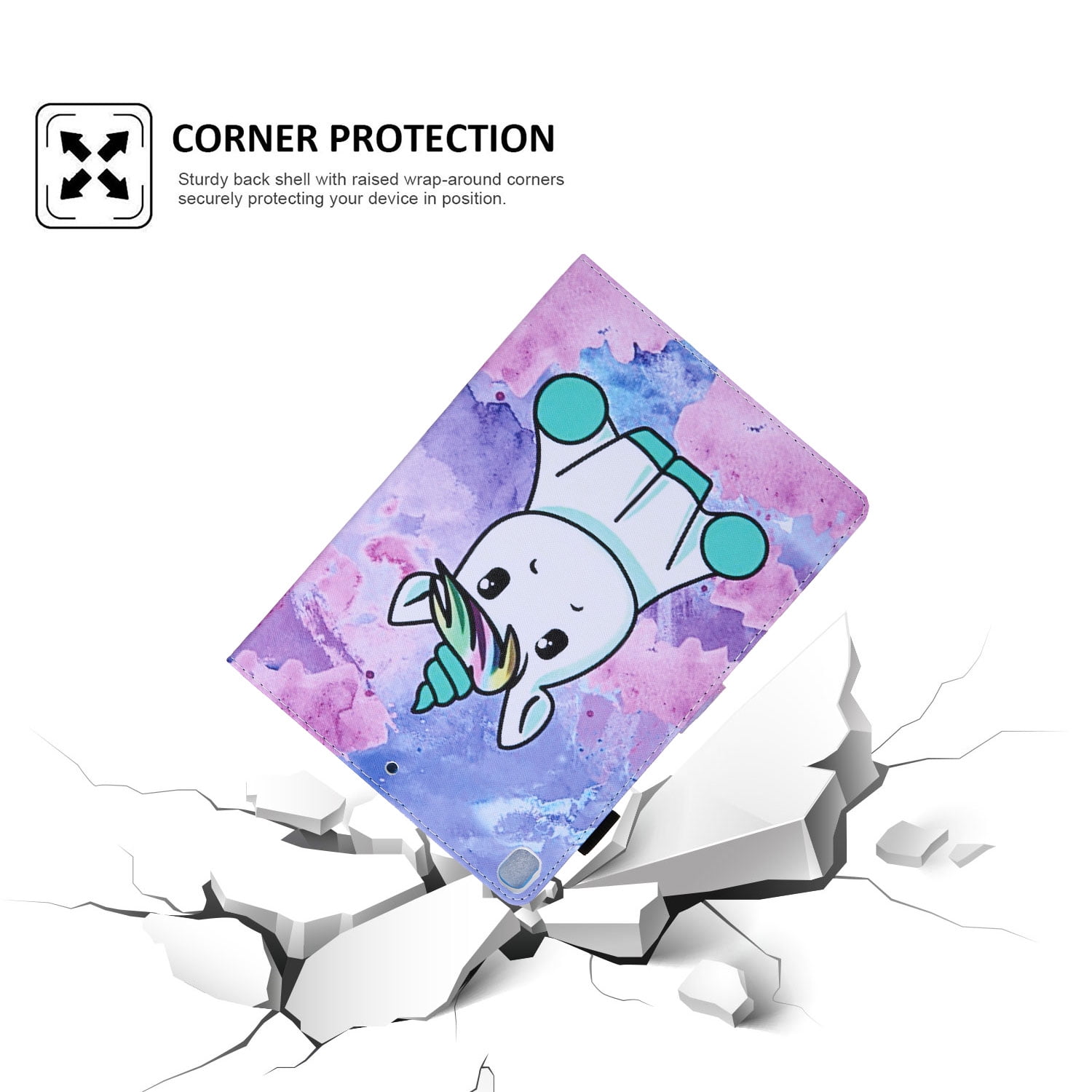 iPad 9.7 6th 5th Case, iPad 9.7 Case with Pencil Holder, Allytech PU Leather Slim Shockproof Auto Sleep Wake Kickstand TPU Back Cover Casef for Apple iPad 9.7 2018/2017, iPad Air 1 2,Unicorn