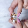 thumbnail image 5 of Freshwater Pearl Floral Ring for Women with Amethyst, Cocktail Ring, 14K Yellow Gold, US 6.00, 5 of 8