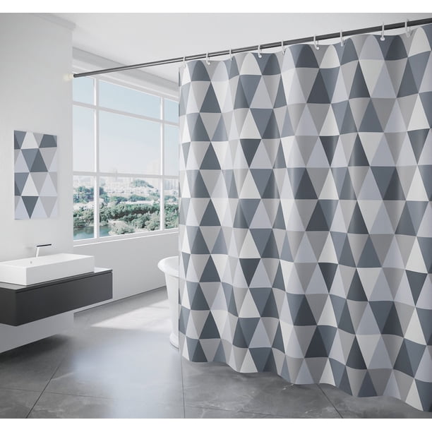 Cortina de ducha impermeable engrosada con patrón triangular 180*200cm