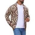 thumbnail image 4 of Suéter cárdigan de punto con cuello de chal y botones para hombres, de manga larga, talla XL, color marrón, 4 of 6