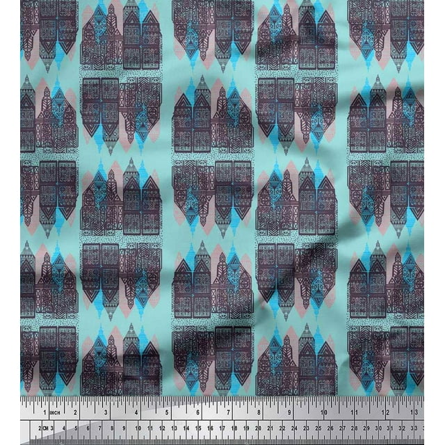 Soimoi Tissu de Crêpe de polyester Structure Architecturale Décor Architectural Tissu Imprimé Yard 52 Pouces de Large