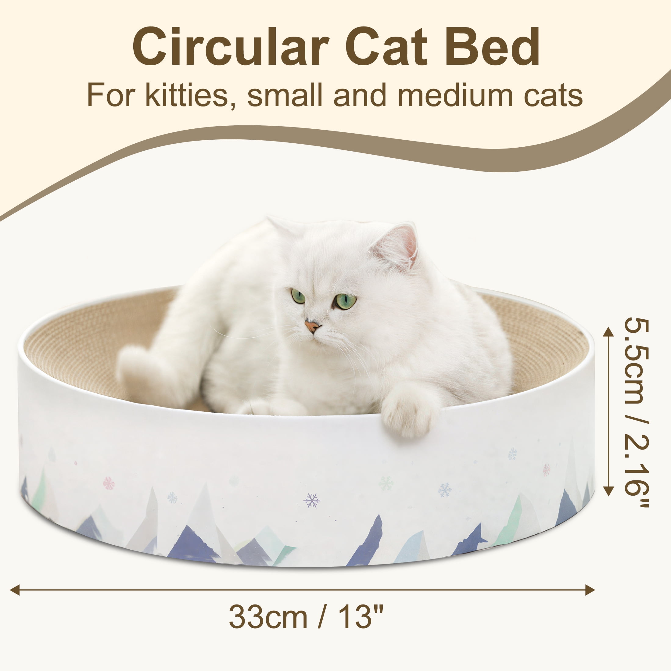 GARITIN Cat Scratcher Cardboard, 2 in 1 Round Cat Scratch Pad, Cat Scratcher Bowl for Indoor Cats/Kittens Grinding Claw, Durable Cat Scratch Board, Furniture Protecter
