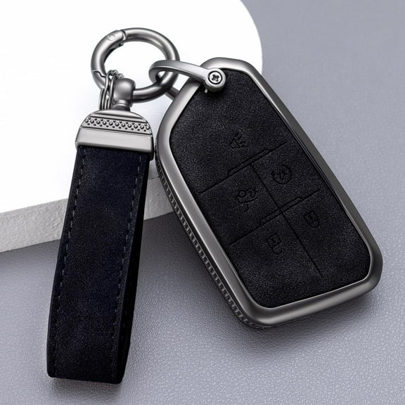Compatible with Cadillac Key Fob Cover with Keychain Leather Key Case Protector for Cadillac CT5, CT6, CTS, XT6 Remote Start