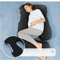 thumbnail image 6 of Shaped Pregnancy Pillow for Sleeping - Full Body Maternity Support Pillow with Cooling Removable Cover - Comfort for Back, HIPS, Legs, Belly - 57 Inch for Pregnant Women, Black, 6 of 6