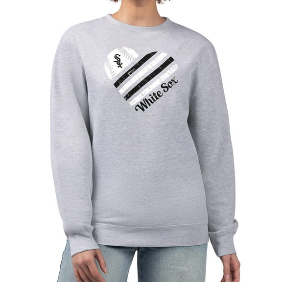 Women's G-III 4Her by Carl Banks Heather Gray Chicago White Sox Heart Logo Fleece Pullover Sweatshirt