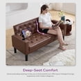 thumbnail image 6 of LAZZO 62" Loveseat Sofa, Tufted Couch with USB Ports and Cupholders for Living Room, Office and Bedroom, Brown, 6 of 8