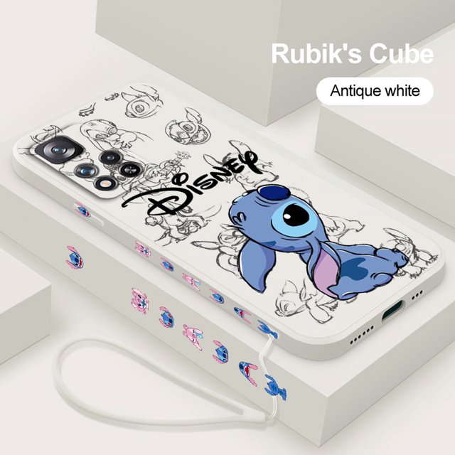 Anime Cute Stitch Boy For Xiaomi Redmi Note 12 12S 12R 11 11T 11S 10 10S 9 8 8T Pro Plus 5G Liquid Left Rope Cover Capa Fundas A59Twhe02 Redmi Note11ProPlus