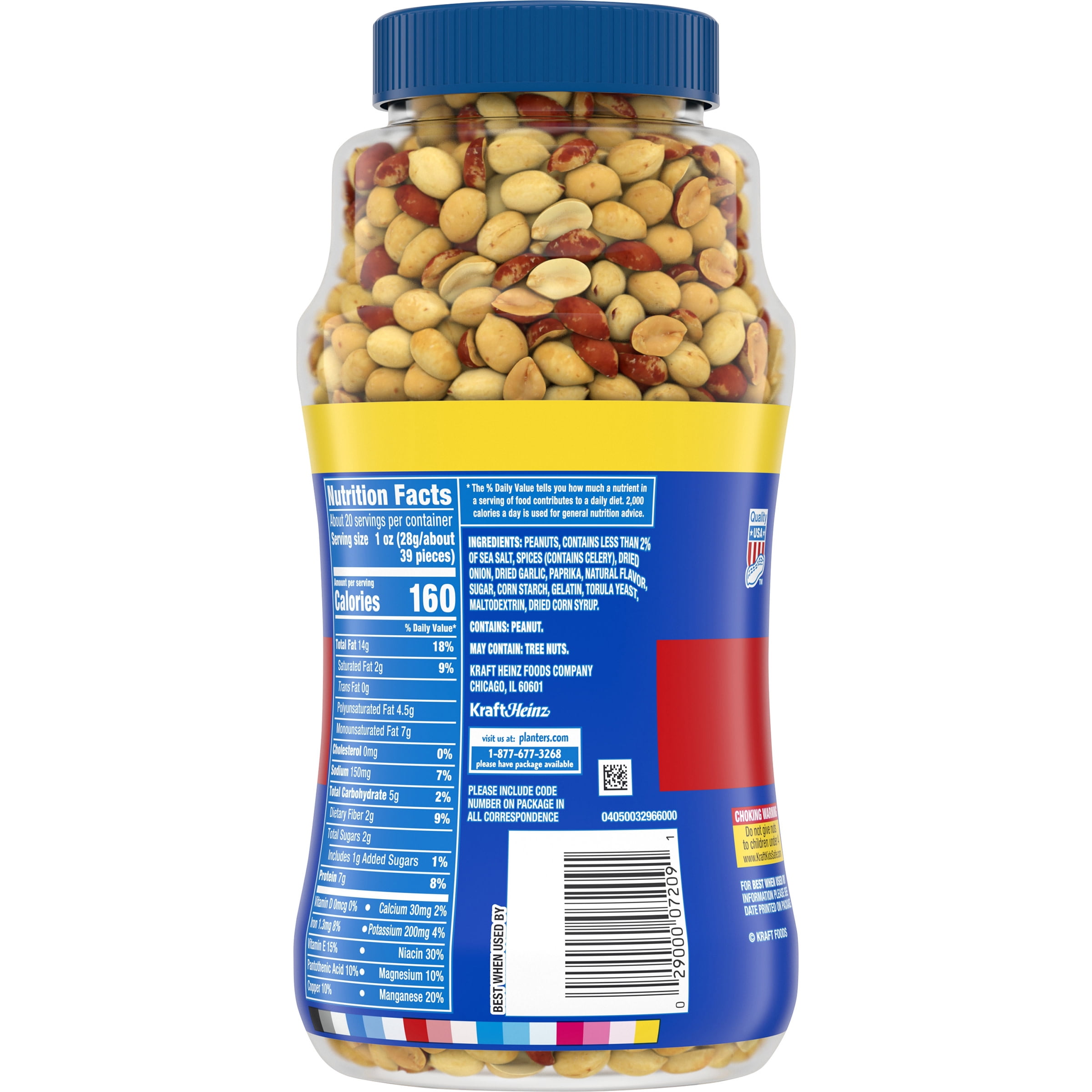 Planters Dry Roasted Peanuts, 1.25 lb Jar