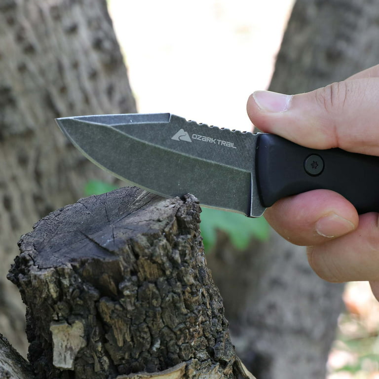Ozark Trail 7 Stonewash Fixed Blade Knife with Protective Sheath, Black,  Model 8607# 
