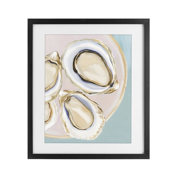Stupell Industries Coastal Plate of Oysters Black Framed Print Under Glass, 13 x 16, by The Prints Vibe