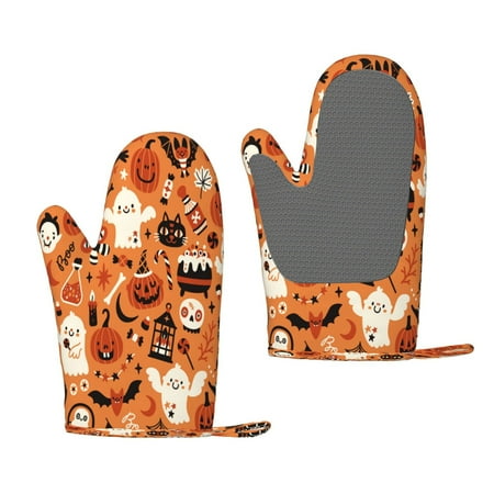 

Lafuoo Halloween 2 Pattern Silicone Anti-Scalding Gloves Hanging Rope Gloves are Suitable for Kitchen Utensils for Kitchen Baking Cooking Outdoor Barbecue