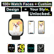 Smart Watch for Women and Men Compatible with Android and iOS, 1.83 HD Touchscreen Smartwatch with Alexa Built-in, Bluetooth Calling, IP68 Waterproof, 120+ Sports, Black