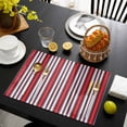 thumbnail image 3 of Red Pink Stripes Placemats Set of 4, Country Simple Gradient Vertical Lines Placemats for Dining Table, Place Mats for Kitchen Tabletop, Waterproof Wipeable Dining Table Mats Set, 3 of 9