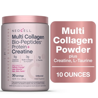 NeoCell Collagen Powder with Creatine for Beauty Support and Energy, 10 oz