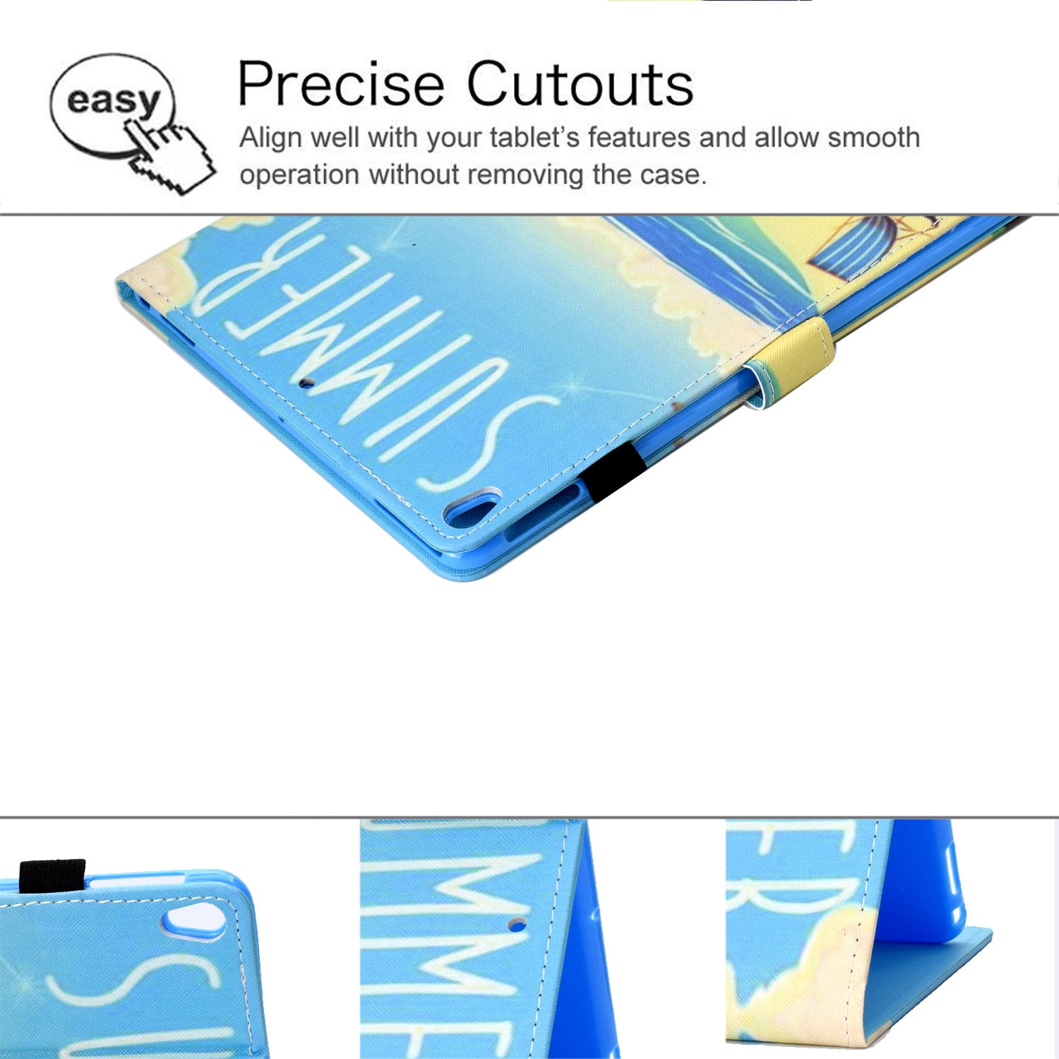 iPad Pro 10.5 Inch Case, Allytech Slim Lightweight Folio Kickstand Mutiple Angle Stand Auto Sleep Wake Smart Cover with Cards & Pencil Holder Wallet Case Cover for Apple iPad Pro 10.5", Summer Beach