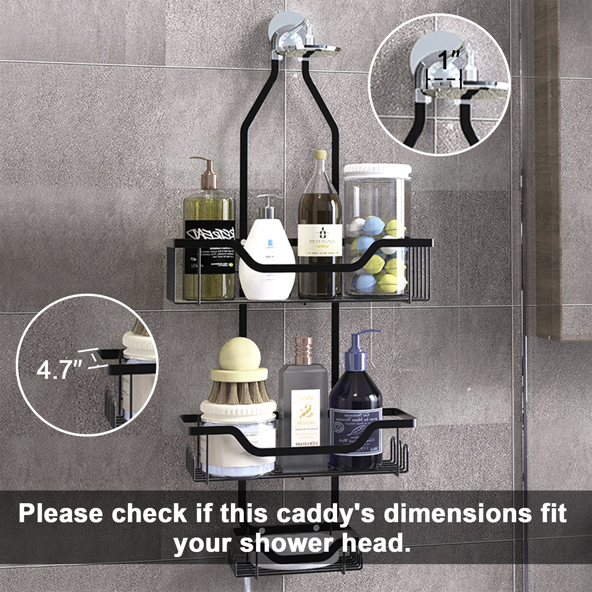 Over the Shower Head Shower Organizer, Hanging Bathroom Storage Rack with 12 Hooks, Shower Caddy with Toothbrush Holder