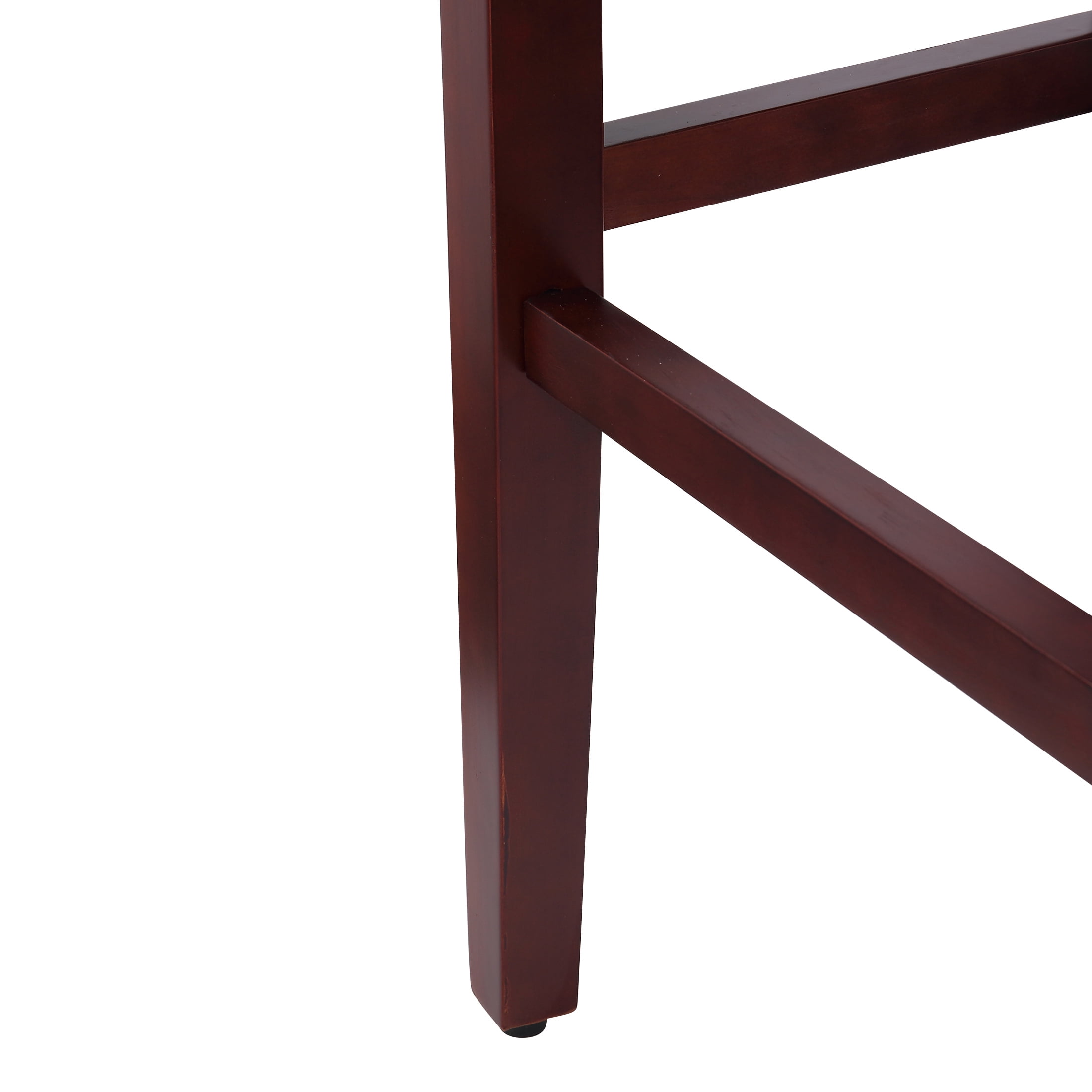29" Inch Upholstered Backless Saddle Seat Counter Stool, Cherry/Beige