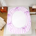 thumbnail image 4 of Manfei Purple Ribbon Bowknot Fitted Sheet Full,Minimalist Geometric Lines Bed Set,3 Pieces,1 Fitted Sheet and 2 Pillowcases, 4 of 6