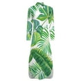 thumbnail image 6 of Tropical Leaves Casual Dress Hawaii Beach Modern Street Style Dresses V Neck Trendy Chiffon Dress Long Sleeve Clothing Big Size, 6 of 7