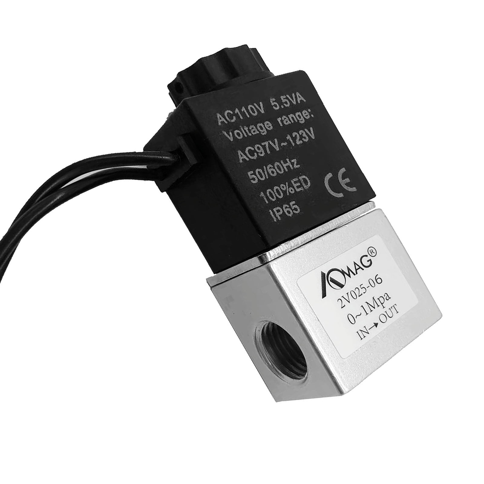 Electric Solenoid Air Valve AC 110V 1/8" Normally Closed by AOMAG