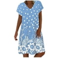 thumbnail image 2 of Qiopertar Mode Femmes Décontractée Ample Imprimé Floral Patchwork Col en V Manches Courtes Robe Grandes Économies de Vacances! Moins de 5$ jusqu'à 90 % de Réduction, 2 of 9