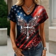 thumbnail image 2 of KHONTS 250th Anniversary USA Shirt for Women 250 America V-Neck T Shirt Short Sleeve Celebration Patriotic Flag Printed 1776-2026 Tees 01-Black S, 2 of 4