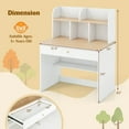 thumbnail image 2 of Costway Kids Wooden Study Desk Children Writing Table with Hutch & Drawer White, 2 of 10