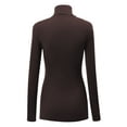 thumbnail image 3 of Made by Johnny Women's Long Sleeve Rib Turtleneck Top Pullover Sweater S BROWN, 3 of 7
