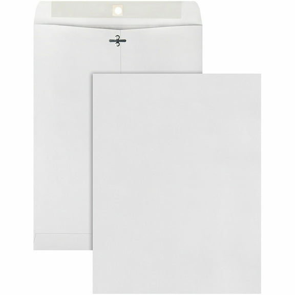 Quality Park Executive Gray Gummed Clasp Envelopes Clasp - #97 - 10" Width x 13" Length - 28 lb - Gummed - Kraft - 100 / Box - Gray