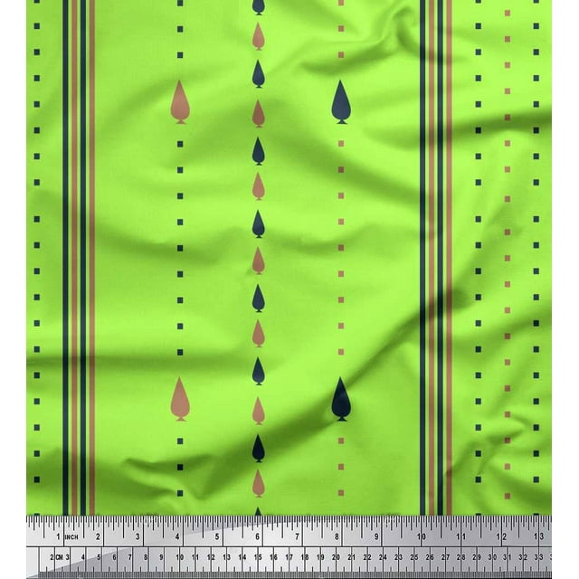 Soimoi Green Poly Georgette Fabric Pannahazar Jamdani Printed Fabric 1 Yard 52 Inch Wide