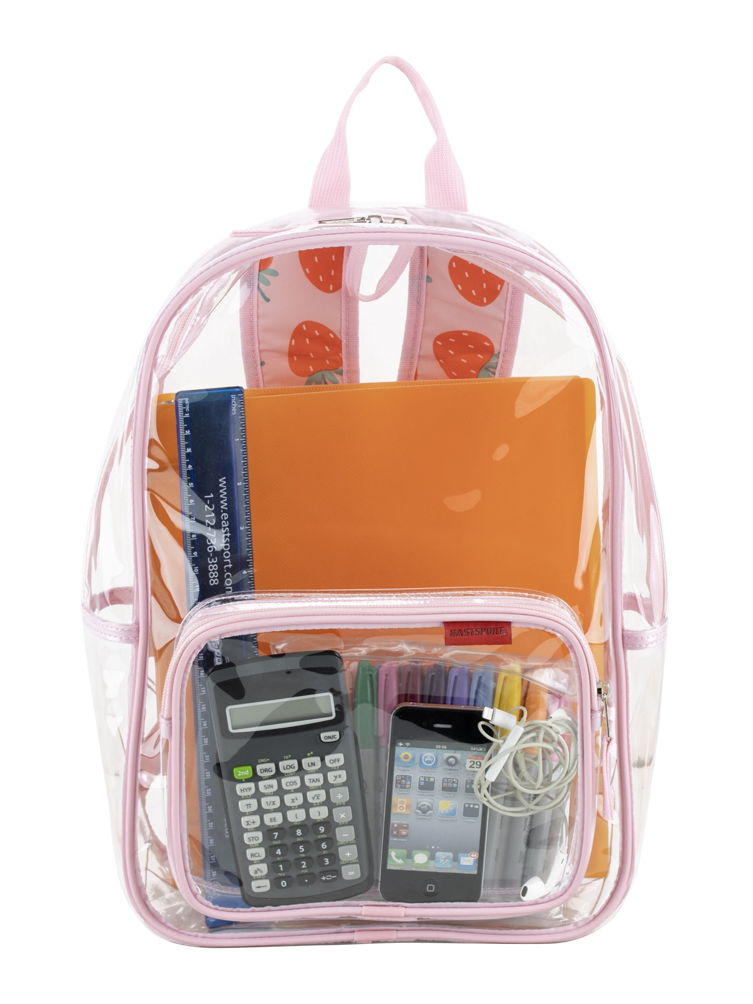 Eastsport Unisex 16" Success Clear Backpack Bundle with Padded Laptop Sleeve, Strawberry Dream