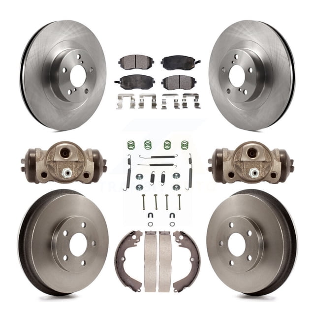 Transit Auto Front Rear Disc Brake Rotors Ceramic Pads and Drum Kit (9Pc) for Car Subaru Forester Impreza K8T-102716