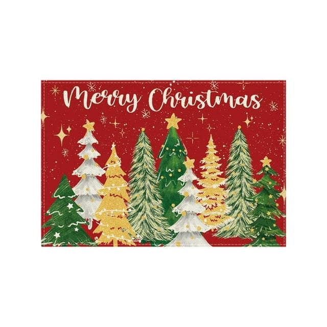 Napperons de Noël en Lin Coloré, Réversibles pour Table à Manger, Table Basse, Cuisine, Lavables et Élégants, 30X45Cm