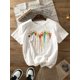 thumbnail image 3 of Women's Colorful Tie-Dye Animal Paw Prints Heart Graphic T-Shirt, Casual Crew Neck Short Sleeve Top, Breathable Knit , All-Season Fashion Tee, Romantic Gift for Valentine's Day, 3 of 5