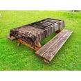 thumbnail image 1 of Rustic Outdoor Tablecloth, Aged Cracked Striped Oak Boarded Plank Wall Background and Dated Brick Floor Picture, Decorative Washable Fabric Picnic Table Cloth, 58 X 84 Inches,Brown, by Ambesonne, 1 of 2