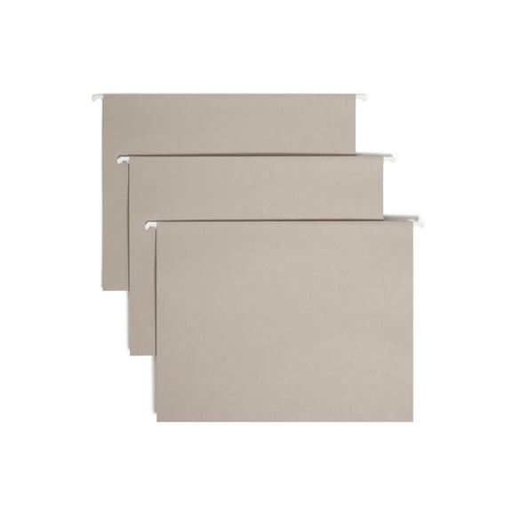 Smead 64063 Hanging File Folders, 1/5 Tab, 11 Point Stock, Letter, Gray, 25/Box