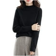 thumbnail image 3 of Gyexs V Neck Sweaters for Women Long Sleeve Crew Neck Travel Hiking Tee Wool Base Layer Sweater Pullover Tops Christmas Sweater, Black, Size M, 3 of 7